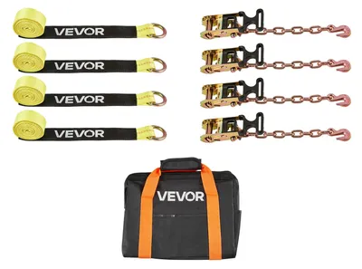 Produktbild von VEVOR Radkeil Verzurrkit, Reifenstil Motorrad Verzurrsystem, Auto Verzurrkit mit Flachhaken, Bruchfestigkeit 4540 kg & Arbeitslast 1512 kg Anhänger Verzurrgurt für ATVs, SUVs, Anhänger, Gelb