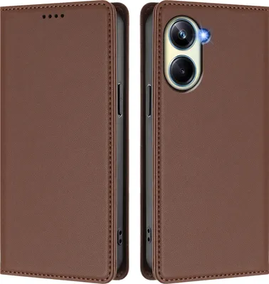 Immagine prodotto di Custodia in pelle per Realme 10 Pro 5G, custodia flip magnetica in Finto cuoio con supporto Marrone