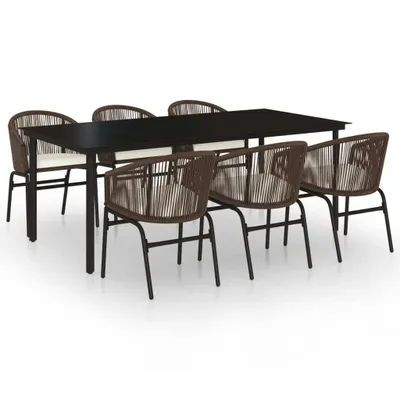 Produktbild von vidaXL 7-tlg. Garten-Essgruppe Braun