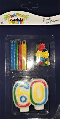 Produktbild von 1 SET Geburtstag Jubiläums Kerze 60 mit12 Kerzen & Halter 60.Geburtstag