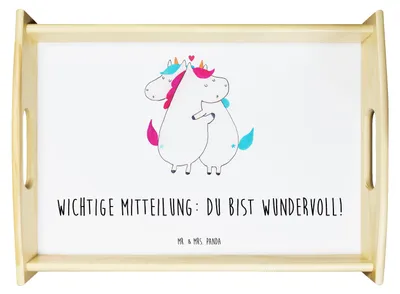 Produktbild von Mr. & Mrs. Panda Tablett Einhorn Mitteilung - Weiß - Geschenk, Serviertablett, sofatablett, Lustig, betttablett, Einhörner, Valentinstag, Servier, Sofa, Unicorn, Liebe