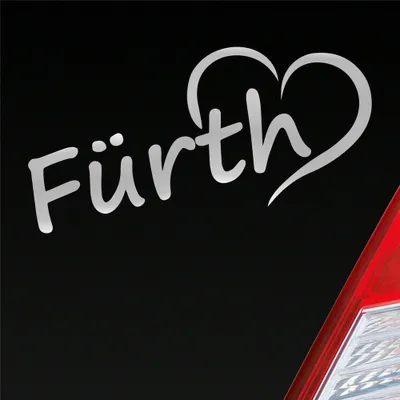 Produktbild von Auto Aufkleber Fürth Herz Stadt City Liebe Love Heimat 17x8 cm Silber Sticker Heckscheibenaufkleber