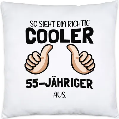Produktbild von So Sieht Ein Cooler 55-Jähriger Aus Kissen Inkl. Füllung Daumen Hoch Humorvolle Geschenkidee Runder 55. Geburtstag