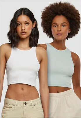 Immagine prodotto di Urban Classics Donna Cropped Rib Top 2-Pack frostmint+white - 5XL