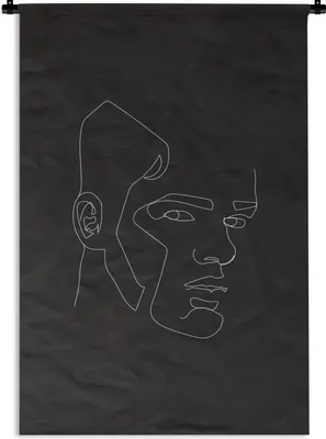 Produktbild von MuchoWow® Wandteppich Wandbehang Mann - Gesicht - Abstrakt 90x135 cm Tapisserie Dekoration Wandtuch - Baumwolle - Wandskulptur