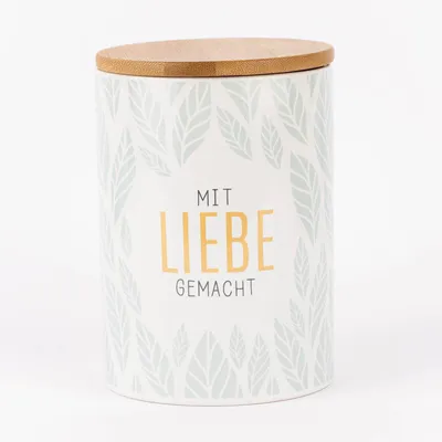 Produktbild von La Vida Vorratsdose Mit Liebe gemacht Porzellan Bambusdeckel 11x16cm