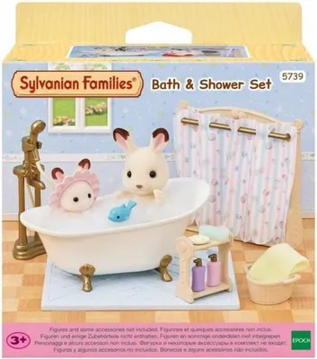 Obrázek produktu pro Sada koupelny Sylvanian Families s vanou a sprchou, koupelnové doplňky, sada hraček 5739