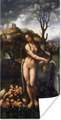 Produktbild von MuchoWow® Poster Leda und der Schwan - Leonardo da Vinci 60x120 cm - Wandschmuck