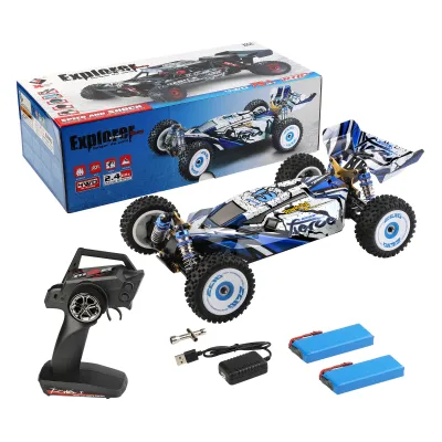 Productafbeelding van Afstandsbedieningsauto voor kinderen vanaf 8 jaar, 1:12 schaal, gemaakt van aluminiumlegering. Rc-auto met 75 km/u, 4WD, kinderauto met borstelloze motor, geschikt voor buitenspel. Afstandsbedieningsauto voor volwassenen, offroad rc drift auto met 2 accu's (modelnummer: 124017)