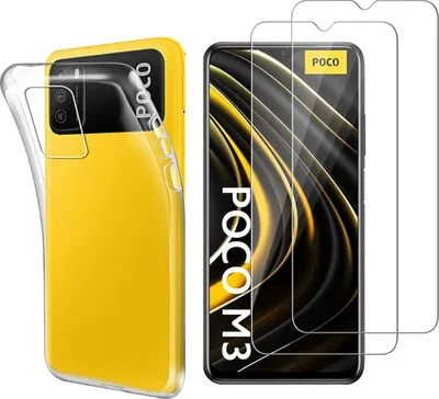 Obrázek produktu pro Pouzdro pro Xiaomi Poco M3 s 2 ochrannými kryty obrazovky z tvrzeného skla Phonillico®