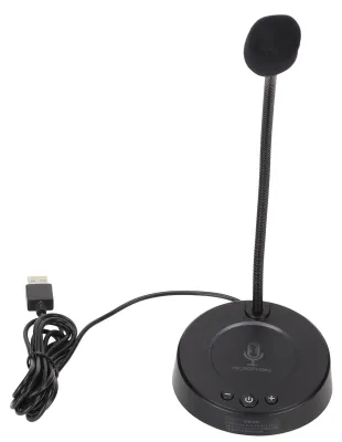 Obrázek produktu pro Počítačový mikrofon s potlačením šumu, 360° otočnou kovovou hadicí, odolný proti rušení, RGB podsvícením a připojením přes USB – ideální pro kancelářské porady