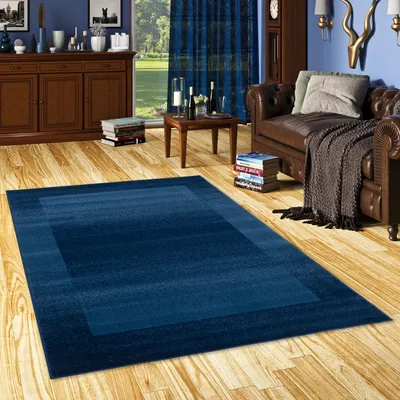 Produktbild von Designer Teppich Samba Modern Dunkelblau Bordüre, Größe:140x200 cm