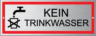 Produktbild von Schild Kein Trinkwasser | Material Aluminium | wetterfester Mehrfarbdruck | 175 x 65 mm | 2-Fach gelocht