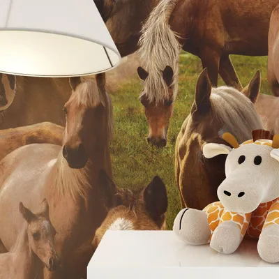 Produktbild von NEWROOM Tapete Braun Papiertapete Pferde -  Kinder Grün  Gras   Jung