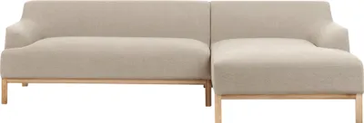 Zdjęcie produktu dla BELIANI Narożnik lewostronny beżowoszary poliester drewniane nóżki tapicerowany salon stylowy