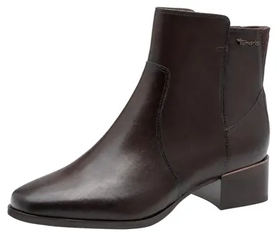Productafbeelding van Tamaris Comfort dameslaarzen van leer, met een kleine hak, kleur espresso, maat 42