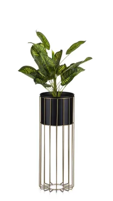 Produktbild von HowHomely | Blumenständer - Metall - Höhe 55 cm - Gold-Schwarz - Loft Design - Stabil und Elegant