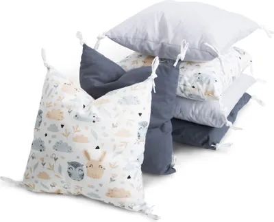 Produktbild von Amilian Bettumrandung 210 cm Babybett Kinder Nestchen Kantenschutz Bettnestchen Kopfumrandung für Laufstall Hausbett Bettausstattung Polster