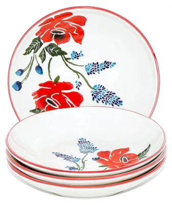 Produktbild von Tiefteller für Suppe 19 cm Ø, 4er Set bunte Mohnblumen, runde Pastateller aus Keramik
