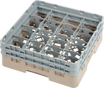 Zdjęcie produktu dla Kosz do mycia szkła Cambro, beżowy, z 16 przegródkami, maks. wysokość szkła 13,3 cm