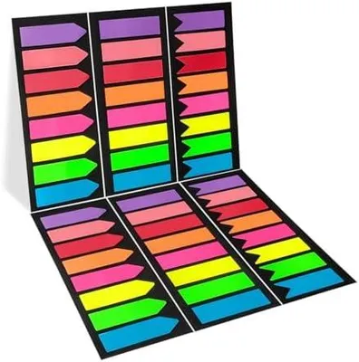 Produktbild von Seitenmarker Selbstklebend 1200 Stück, Klebezettel Klein Plastik, Haftstreifen Schreibbar, Seitenmarker Repositionierbar, Haftmarker, Page Marker zum Lesen Markieren DIY?3 Designs, 8 Farben?
