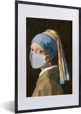 Produktbild von MuchoWow® MuchoWow® Gerahmtes Poster Das Mädchen mit dem Perlenohrring - Johannes Vermeer - Mouthcap 40x60 cm - Poster mit zchwarzem Bilderrahmen - Poster in Rahmen