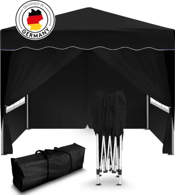 Produktbild von Kronenburg Faltpavillon 3x3m - Wasserfest, UV-Schutz 50+, 4 Seitenteile, schwarz