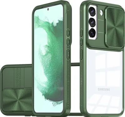 Produktbild von Galaxy S22+ 5G Hülle, TPU Bumper mit mit Schiebe Kamera Schutz Klar Schutzhülle für Samsung Galaxy S22+ / S22 Plus 5G Grün