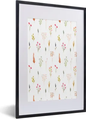 Produktbild von MuchoWow® MuchoWow® Gerahmtes Poster Blumen - Pflanzen - Collage 40x60 cm - Poster mit zchwarzem Bilderrahmen - Poster in Rahmen