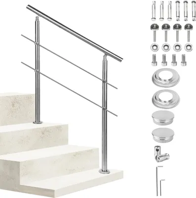 Produktbild von TolleTour Geländer Edelstahl Handlauf Treppengeländer  für Balkon Treppen Innen und Außen 120cm (2 Querstreben)