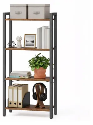 Immagine prodotto di Libreria a 4 ripiani con vani aperti | Colore vintage marrone e nero | Dimensioni: 40x24x107 cm