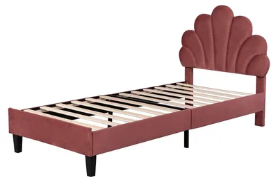 Obrázek produktu pro Dětská postel - Jednolůžko - Rám postele - Postel pro děti - Postel pro dívky - Vínová barva - potah