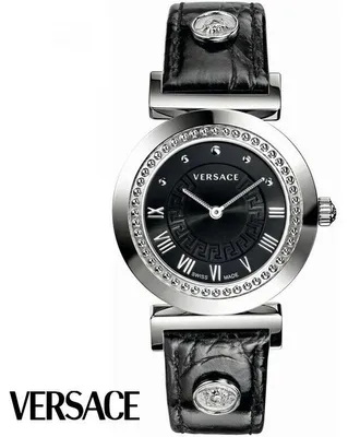 Produktbild von Versace P5Q99D009S009 Vanity Lady silber schwarz Leder Armband Uhr Damen NEU