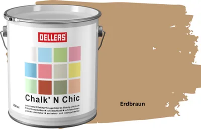 Produktbild von OELLERS Chalk 'N Chic Kreidefarbe Erdbraun 2,5L matt – für Shabby-Chic-Look & Vintage-Stil auf Holz, Beton, Raufaser, Gipskarton uvm.