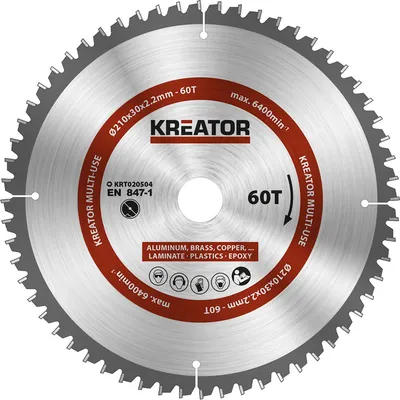 Produktbild von Kreator 210x30x2.2 Mm 60t Kreissägescheibe Aus Metall Silber  Silber One Size
