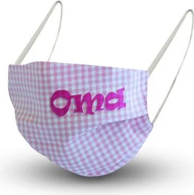 Produktbild von Baumwollmaske mit em Innenvlies - ROSA-WEISS mit Print OMA - 15611 + Gratiszugabe