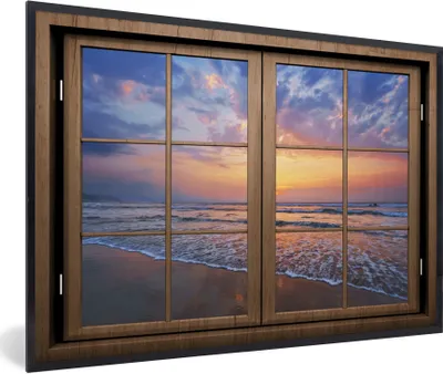 Produktbild von MuchoWow® Gerahmtes Poster Aussicht - Strand - Meer 60x40 cm - Poster mit Schwarzem Bilderrahmen Wandposter Rahmen Foto Bilder - Printing - Wanddeko Schlafzimmer