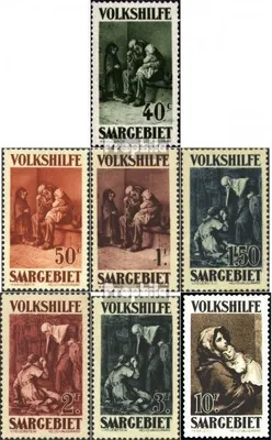 Produktbild von Briefmarken Saarland 1929 Mi 135-141 (kompl.Ausg.) mit Falz Volkshilfe: Gemälde (II)