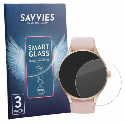 Produktbild von 3x Savvies Schutzglas Folie für Woneligo Smartwatch 1.57" 9H Panzer Schutzfolie Glas Displayschutz klar transparent