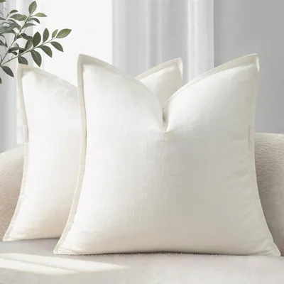Obrázek produktu pro Dva kusy povlaků na polštáře, rozměr 40x60 cm, z přírodního lnu, vhodné jako dekorativní polštáře na pohovku, barva bílá