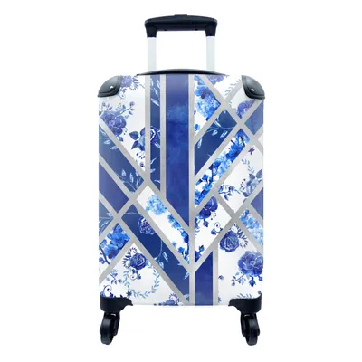 Produktbild von MuchoWow® Koffer Handgepäck Trolley Rollkoffer Kleine Reisekoffer mit 4 Rollen - Delfter Blau - Muster - Luxus - Cabin Size < 55x40x23 cm & 55x40x20 cm - Fotokoffer - Kabinenkoffer - Boardgepäck - Reise-Box - Reisekoffer - Reisegepäck - Koffer mit Bild - Trolley für Kinder
