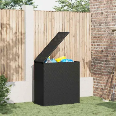 Produktbild von vidaXL Garten-Kissenbox PE Rattan 100x49x103,5 cm Schwarz