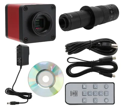 Produktbild von 48-MP-USB-Industriemikroskopkamera mit zwei Ausgängen und hochauflösendem Objektiv (180-fache Vergrößerung), InstrumentUS-Stecker, 100–240 V