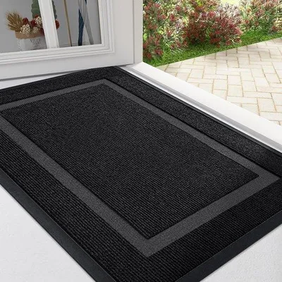 Zdjęcie produktu dla Ibenzoa® Mata antypoślizgowa do wycierania brudu, 43 x 76 cm – drobno tkana, do użytku wewnątrz i na zewnątrz, z antypoślizgową gumową podkładką, możliwość prania, kolor: czarny