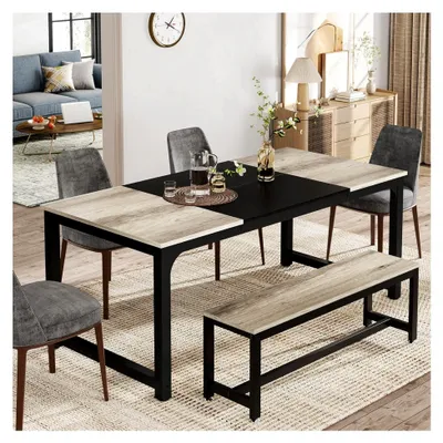 Produktbild von Esstisch 160 x 80 cm, Rechteckiger Küchentisch für 4–8 Personen, Robuster Esszimmertisch mit Metallbeinen, Für Küche, Esszimmer, Wohnzimmer (Vintage-grau, 180 x 80 x 75 cm)