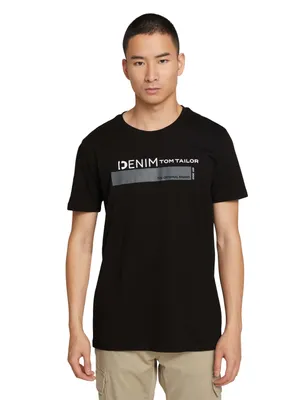 Produktbild von TOM TAILOR Denim Herren T-Shirt mit Logo-Print aus Baumwolle 29999 - Black L