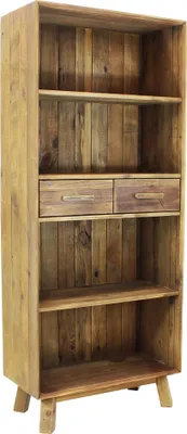 Immagine prodotto di Milani Home - libreria di design moderno in legno di pino riciclato massiccio stile moderno vintage - Marrone