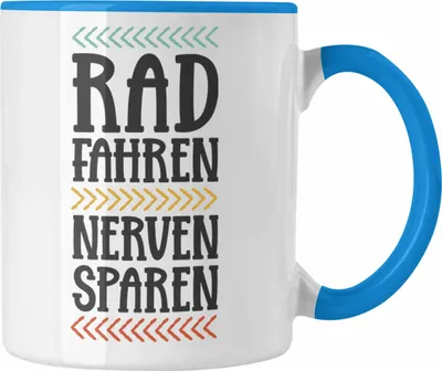 Produktbild von Trendation - Fahrrad Radfahrer Geschenk Rennrad Bike Geschenkidee Männer Tasse Fahrradfahrer Kaffeetasse (Blau)