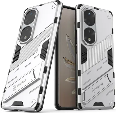 Produktbild von Armor Hülle für Honor 70 Pro, Hybrid PC TPU Bumper Stoßfestes Schutzhülle mit Standfunktion Orange
