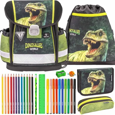 Produktbild von Belmil Schulranzen Set Classy Dinosaurier World T-Rex 10-teilig gefüllt
